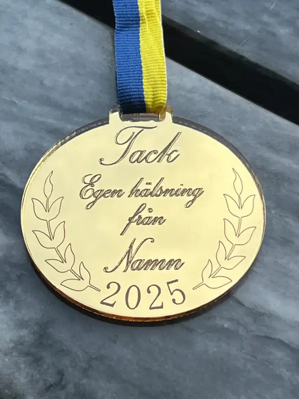 Medalj | Tack egen hälsning